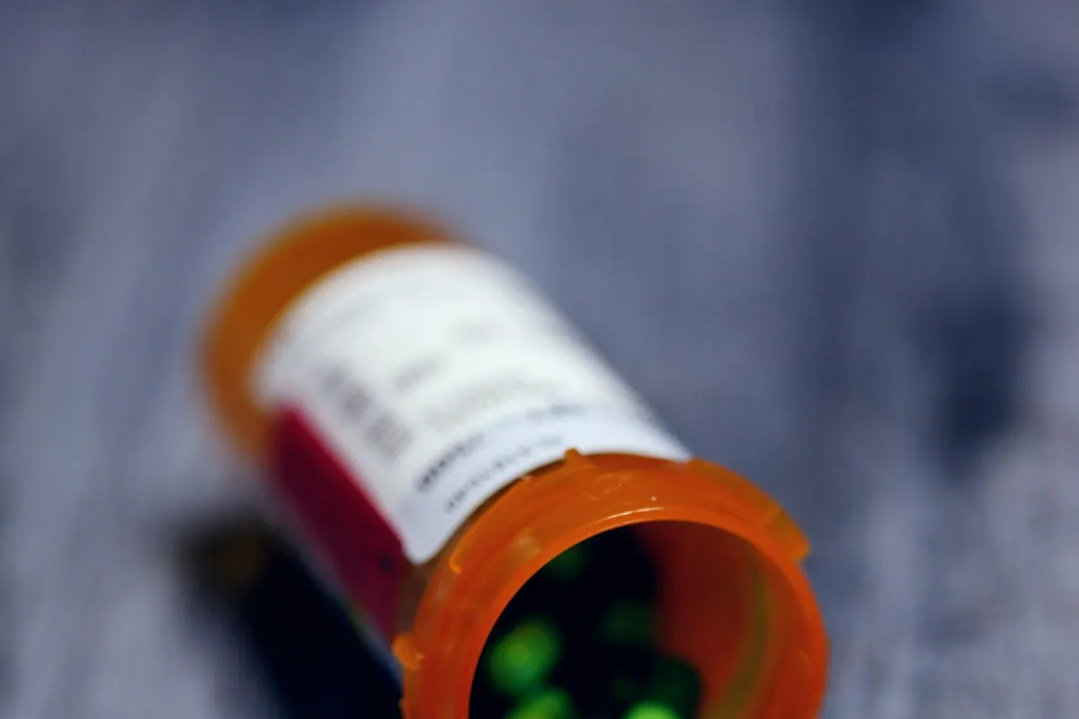 Prescription medication bottle — medication treatment such as buprenorphine for opioid use disorder