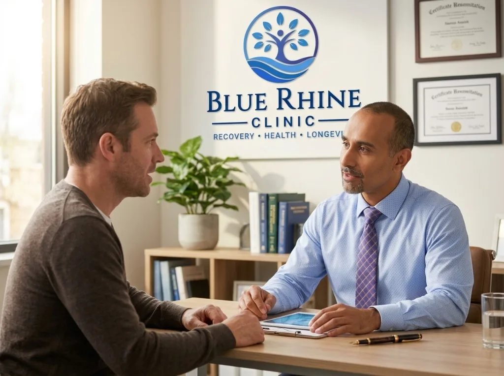 Addiction medicine physician consultation at Blue Rhine Clinic in Modesto, CA